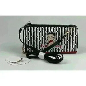 NEW Betty Boop Womens Lany Vegan Crossbody Wristlet Wallet Bag